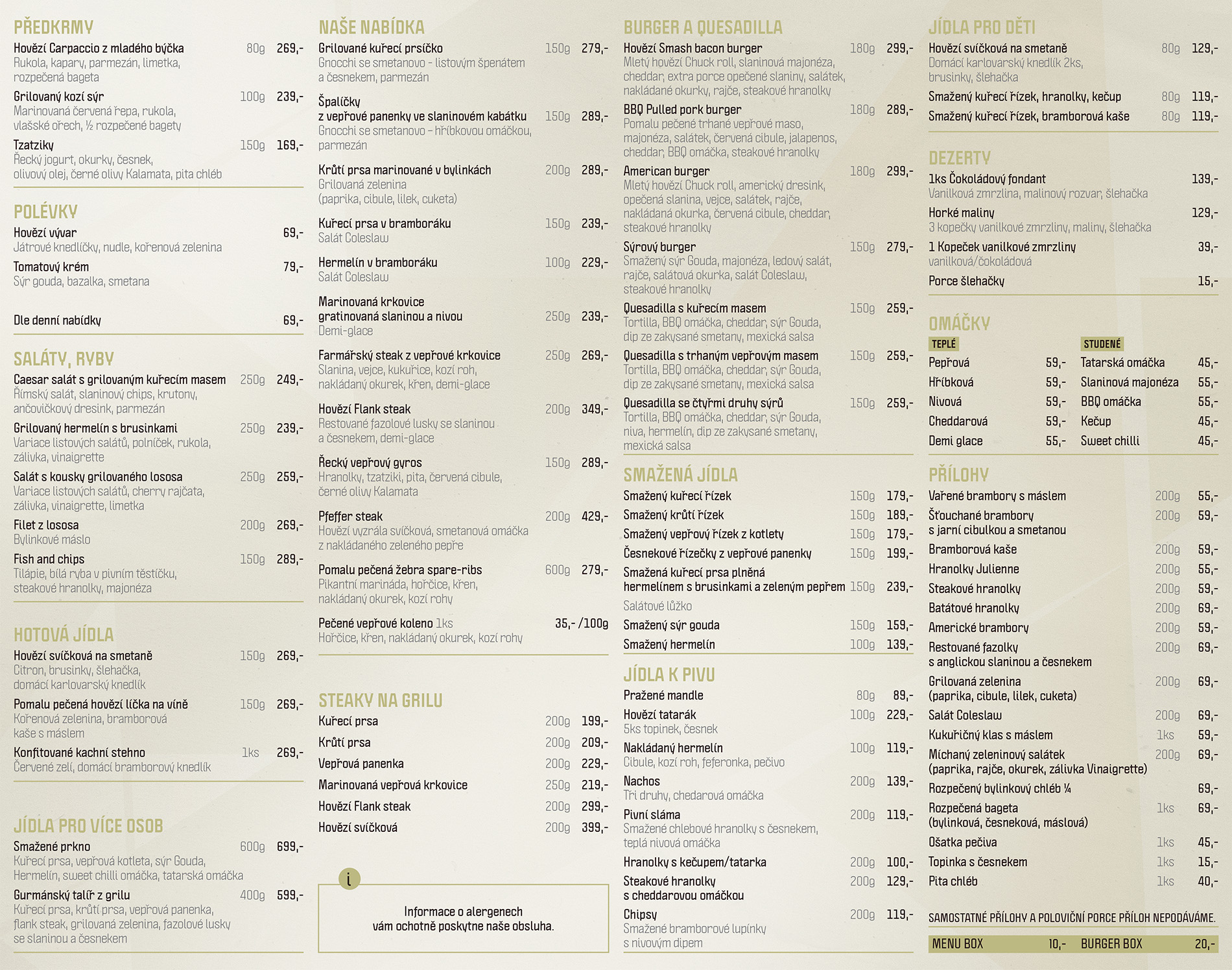 Jídelní lístek Miki