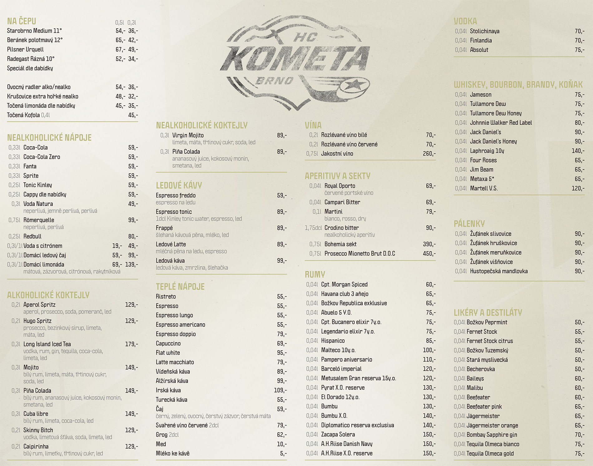 Nápojový lístek Miki